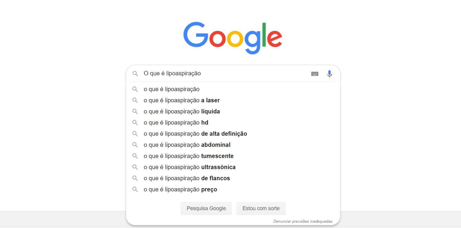 Um exemplo de pesquisa por palavras-chave no Google