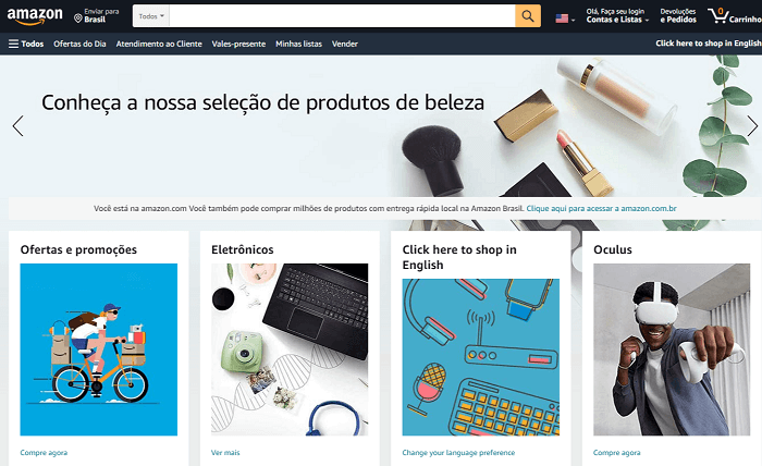 A Amazon é considerada a gigante número um do e-commerce mundial e sua interface é objeto de inspiração de outras lojas virtuais